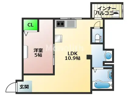三井ハイツ1番館(1LDK/1階)の間取り写真