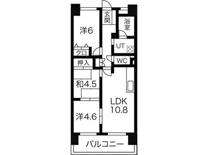 元今泉レジデンス(2SLDK/4階)の間取り写真