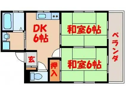 サンシャイン長岡(2DK/2階)の間取り写真