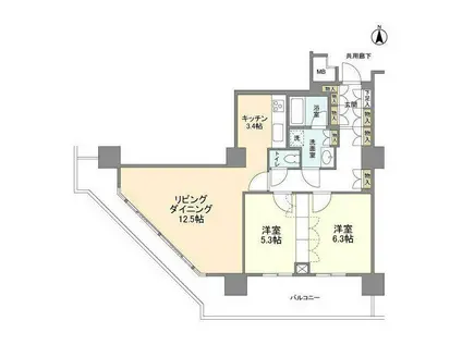 豊洲シエルタワー(2LDK/12階)の間取り写真