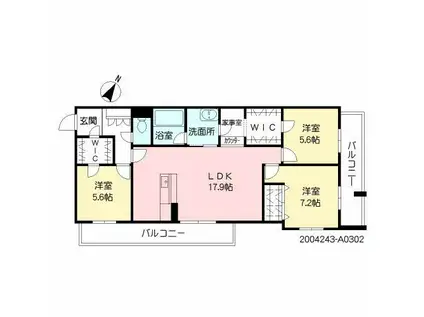 シャーメゾンステージ本城(3LDK/3階)の間取り写真