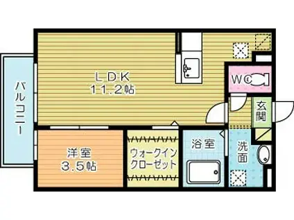 JR鹿児島本線 小倉駅(福岡) 徒歩17分 2階建 築20年(1LDK/2階)の間取り写真