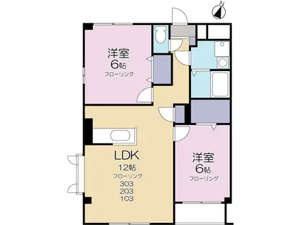 アムール・シャンテ是政(2LDK/3階)の間取り写真