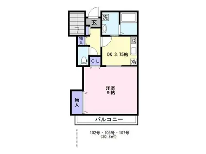 ル・プラン・ソレイユ(1DK/1階)の間取り写真