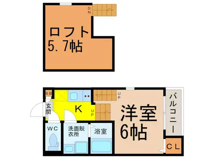 ハーモニーテラス呼続II(1K/1階)の間取り写真