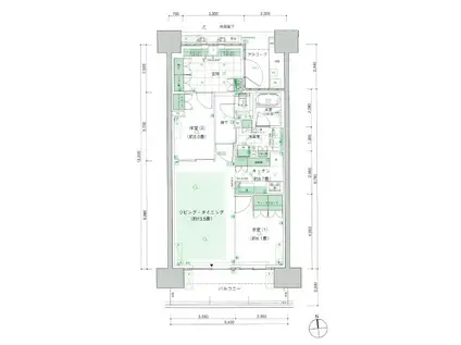 HARUMI FLAG PARK VILLAGE C棟(2LDK/3階)の間取り写真