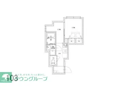 ソルナクレイシア下北沢(1K/1階)の間取り写真