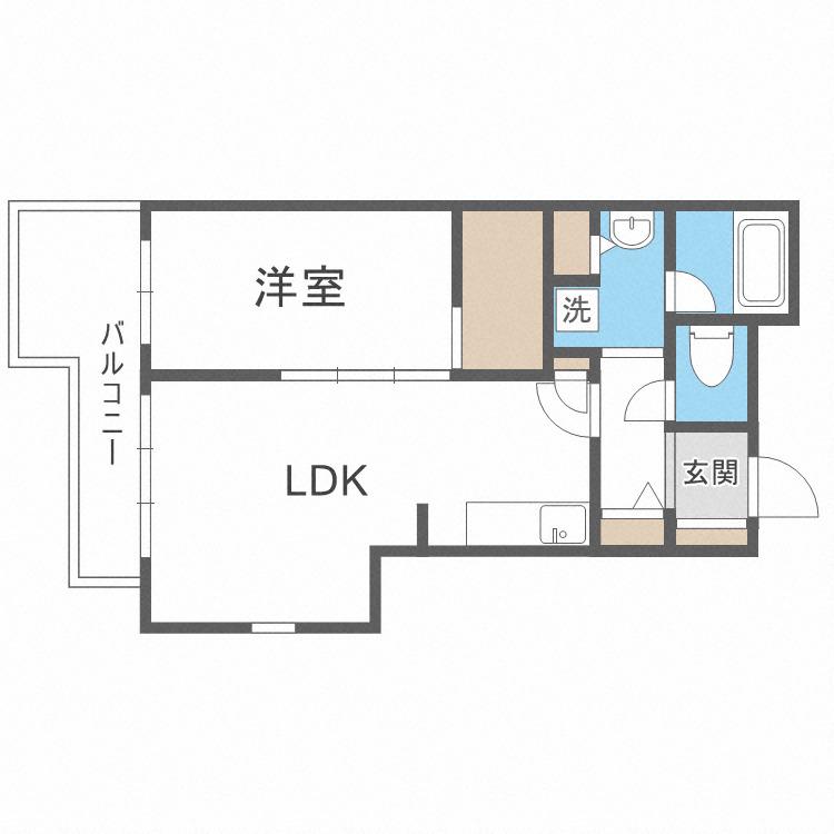 BRAVI南堀江(1LDK/6階)の間取り写真