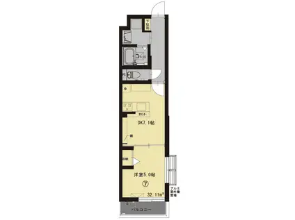 志幸71MORGAN(1DK/2階)の間取り写真