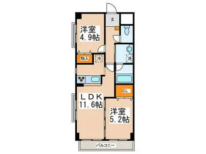 ハイグランドマンション(2LDK/3階)の間取り写真