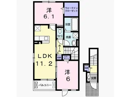 メゾン ド サクラーレ II(2LDK/2階)の間取り写真