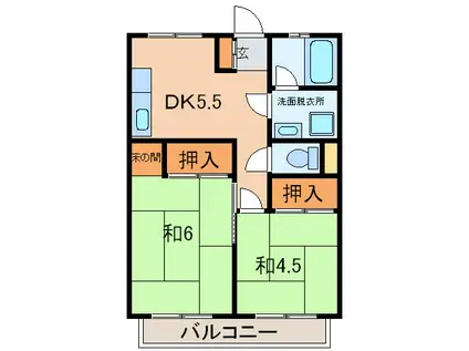 梅田マンション(2DK/2階)の間取り写真