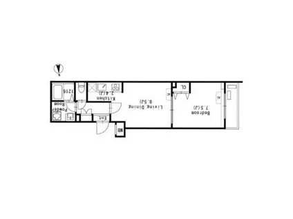 グランパセオ文京小日向(1LDK/2階)の間取り写真