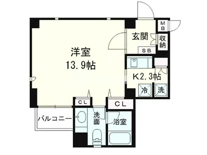 FLEG目黒平町(ワンルーム/3階)の間取り写真