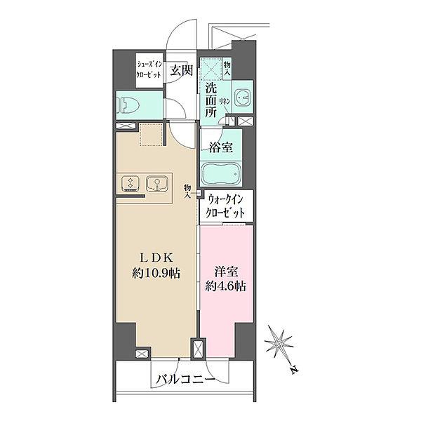 ルフォンプログレ四谷(1LDK/13階)の間取り写真