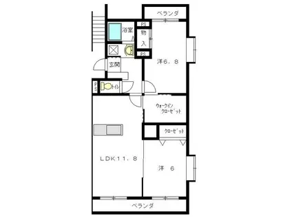 マナー領家(2SLDK/2階)の間取り写真
