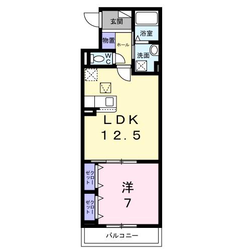 神崎町アパート(1LDK/1階)の間取り写真
