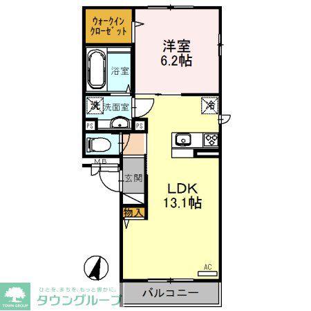BLOCK-K(1LDK/2階)の間取り写真