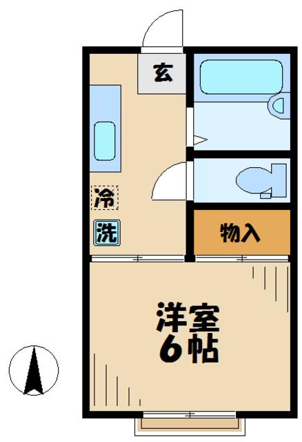チェリーヒルズB(1K/2階)の間取り写真