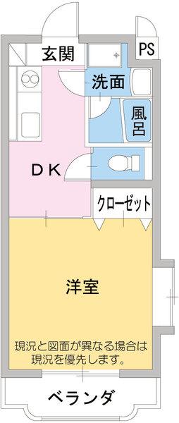 カルサイト(1DK/4階)の間取り写真