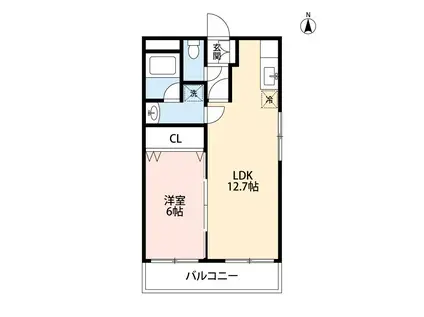 PISO壱番館(1LDK/4階)の間取り写真