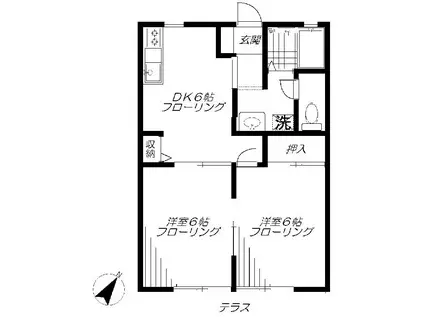 ピュアコート鷹番(2DK/1階)の間取り写真