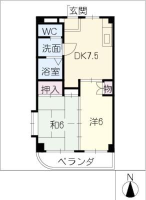 エスペランサーみずの(2DK/2階)の間取り写真