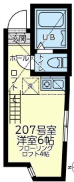 ユナイト小田ドヌーオペラ(ワンルーム/2階)の間取り写真