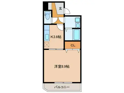 鴨江レジデンス(1K/5階)の間取り写真