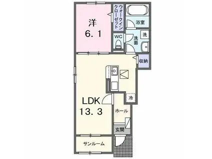 サン・メゾン F(1LDK/1階)の間取り写真