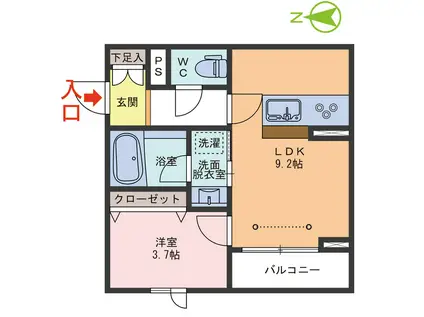 クローリス成和(1LDK/2階)の間取り写真