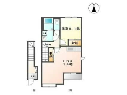 グランシャリオII(1LDK/2階)の間取り写真