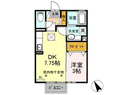 ハイツボナール V(1DK/1階)の間取り写真