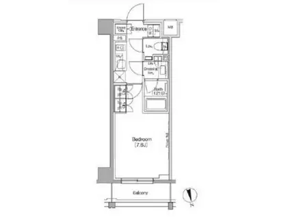 ザ・パークハビオ高円寺レジデンス(1K/1階)の間取り写真