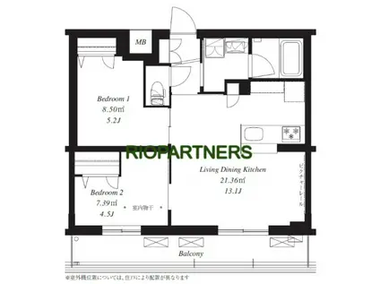 フレンシア下井草(2LDK/3階)の間取り写真
