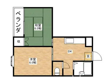 グリーンハウス(2DK/3階)の間取り写真