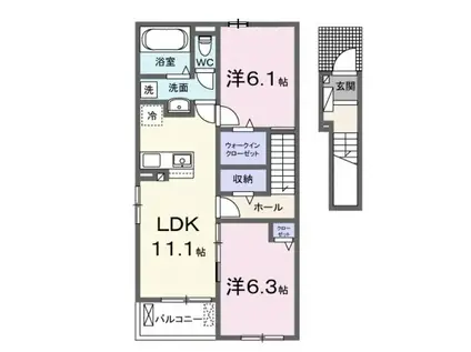 ラヴィベール.JJ.I(2LDK/2階)の間取り写真