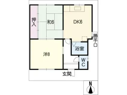 西松 東棟(2DK/1階)の間取り写真