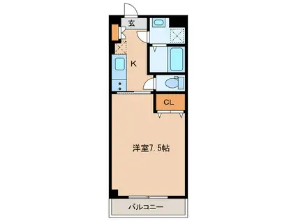 アルル竜(1K/2階)の間取り写真