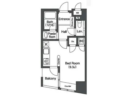 プライムアーバン中目黒II(ワンルーム/10階)の間取り写真