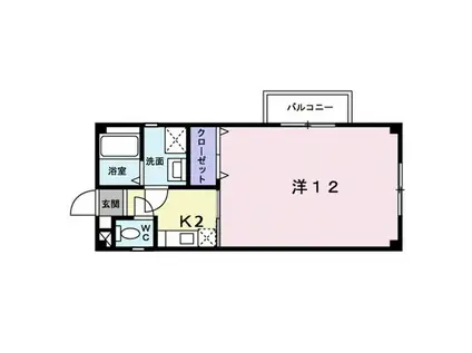 ユーラヒックM(1K/2階)の間取り写真