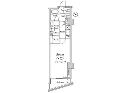 グレイスコート目黒(1K/9階)の間取り写真