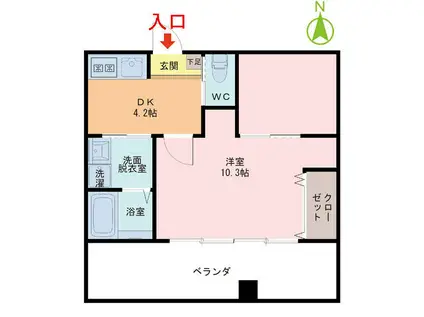 グランドール丸岡(1DK/3階)の間取り写真