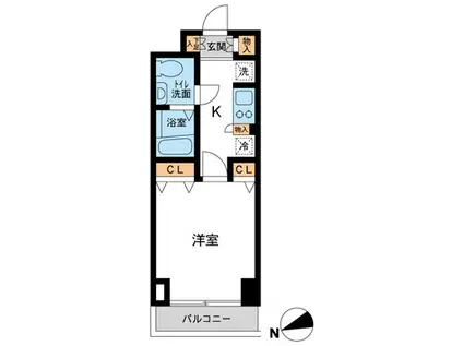 カッシアカワサキレジデンス(1K/4階)の間取り写真