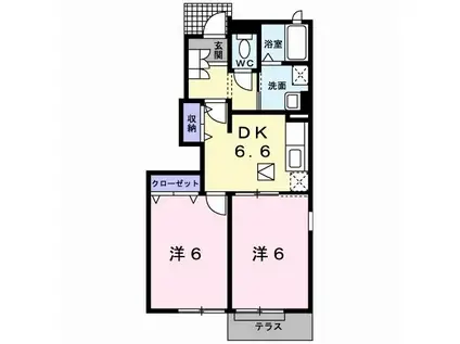 サンリットヴィラ相生B(2DK/1階)の間取り写真