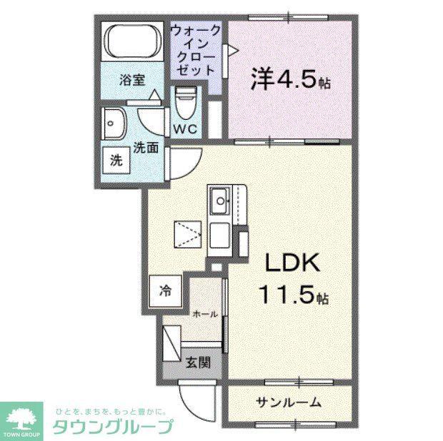 カーサ フェリーチェ(1LDK/1階)の間取り写真