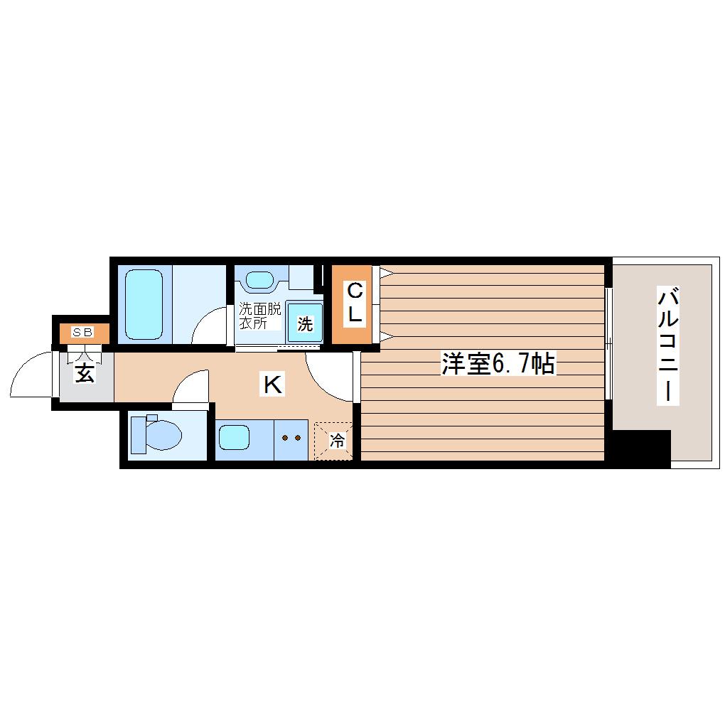 LIVE CASA 仙台長町(1K/8階)の間取り写真