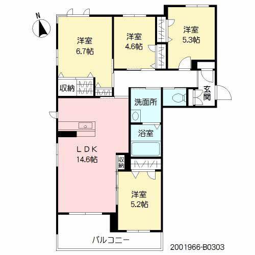 MAST東櫛原 B棟(4LDK/3階)の間取り写真