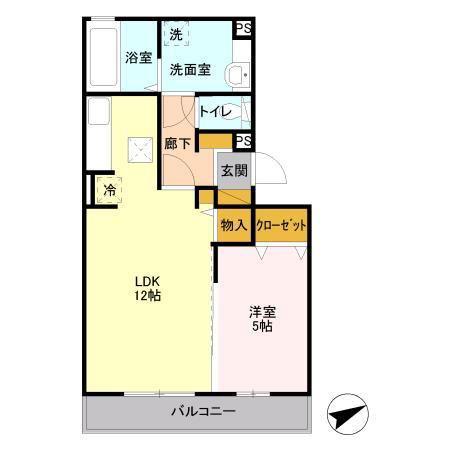 セジュールオッツ東下沢(1LDK/1階)の間取り写真