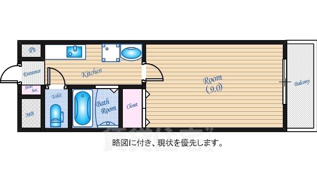 CASA・DEL・RIO(1K/3階)の間取り写真